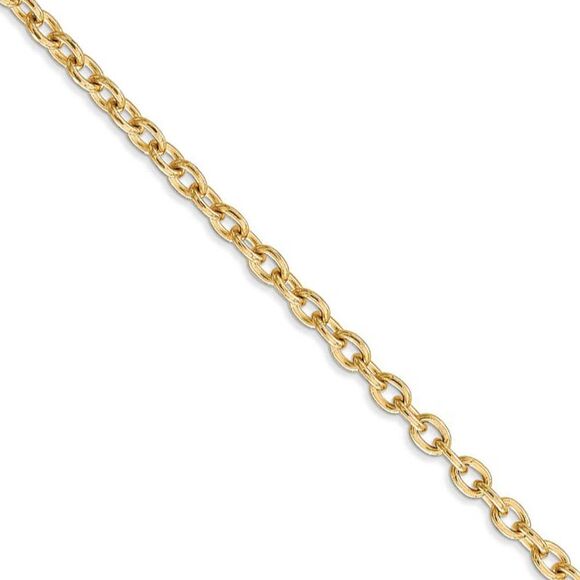 3.2mm, 14k Yellow Gold Solid Link Cable Chain Necklace, 24 Inch - Picture 1 of 8